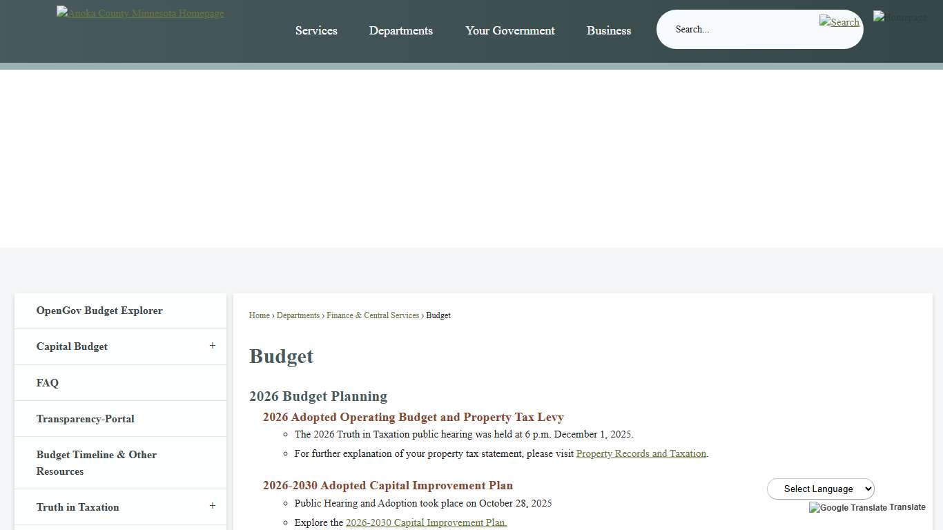 Budget  Anoka County, MN - Official Website